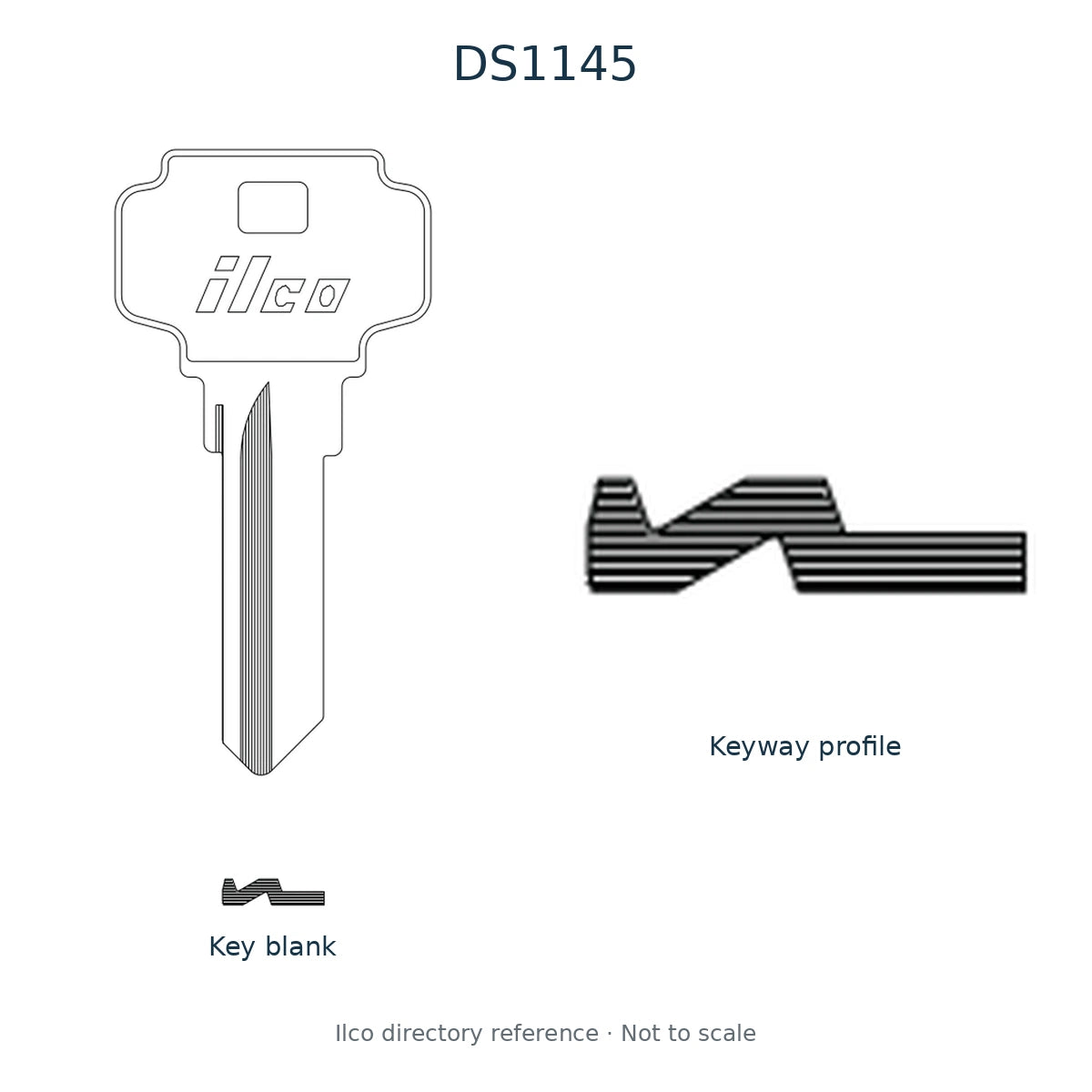 Ilco directory reference DS1145 — key blank and keyway profile; not to scale