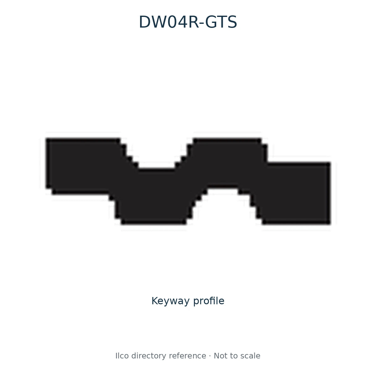 Ilco directory reference DW04R-GTS — key blank and keyway profile; not to scale