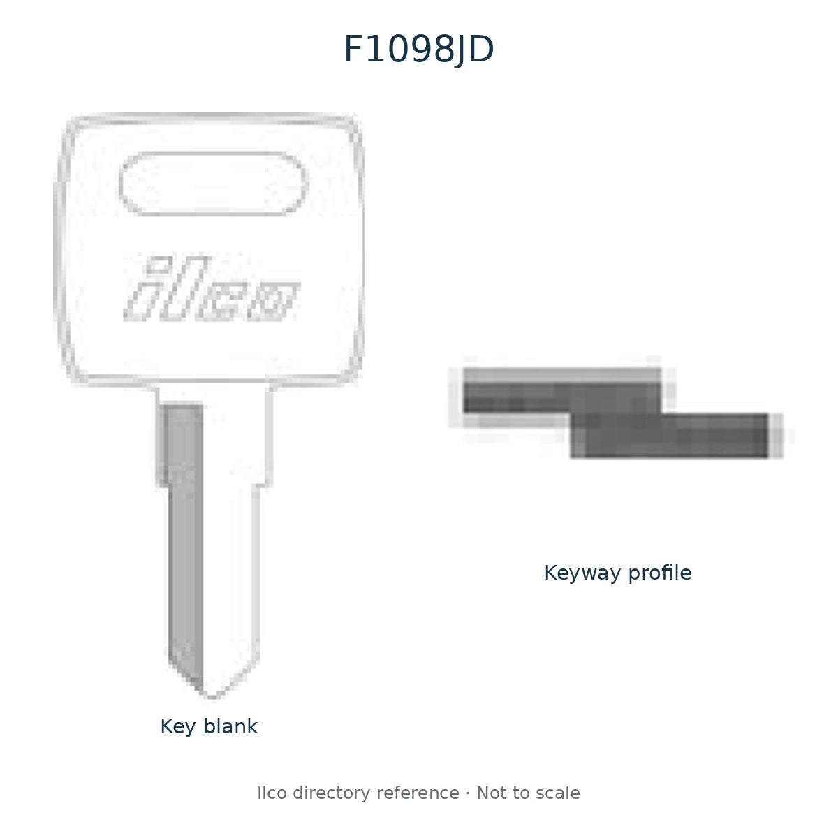 Ilco directory reference F1098JD — full key blank and keyway profile; not to scale