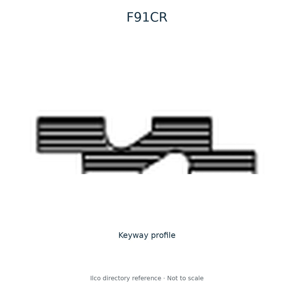 Ilco directory reference F91CR — key blank and keyway profile; not to scale