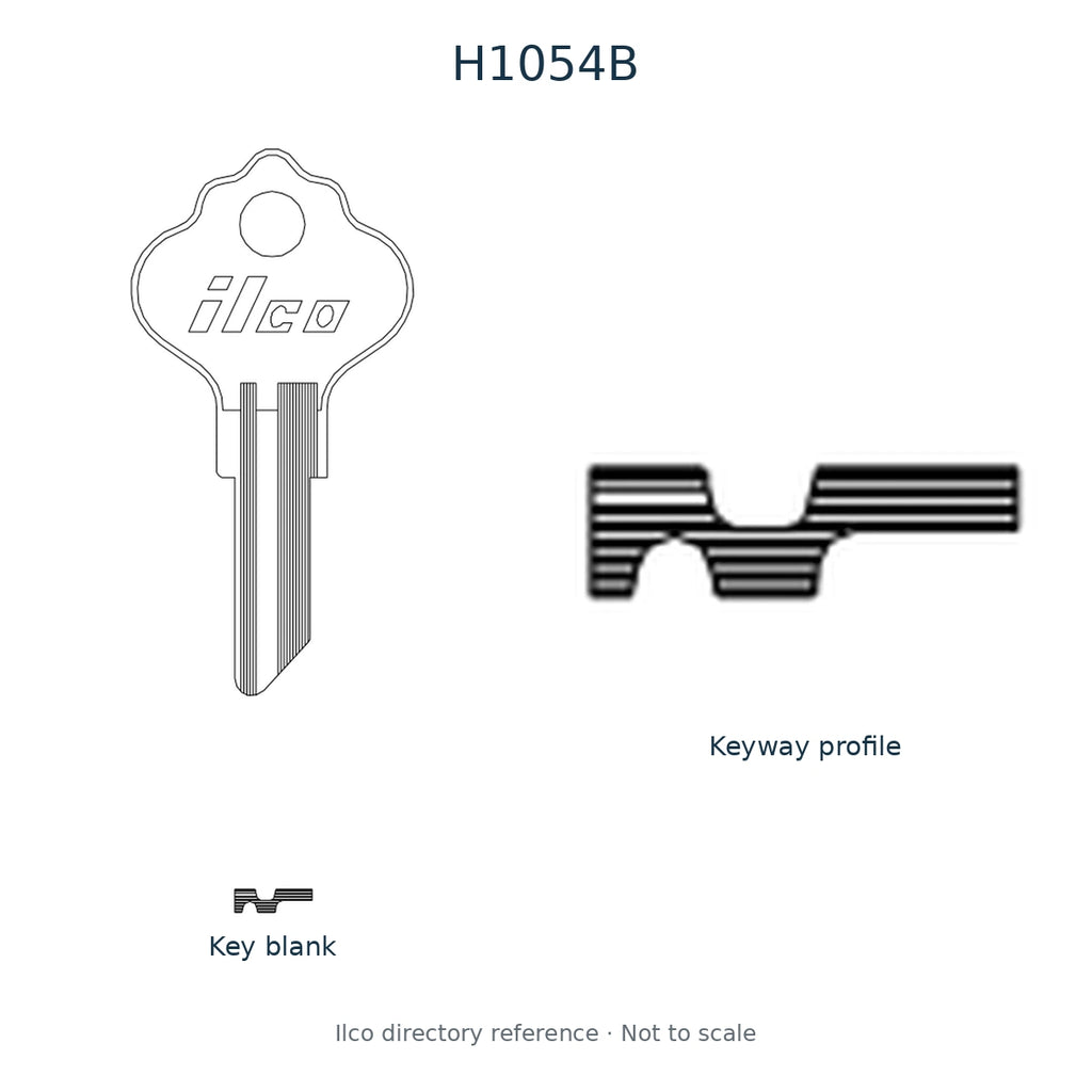 Ilco directory reference H1054B — key blank and keyway profile; not to scale