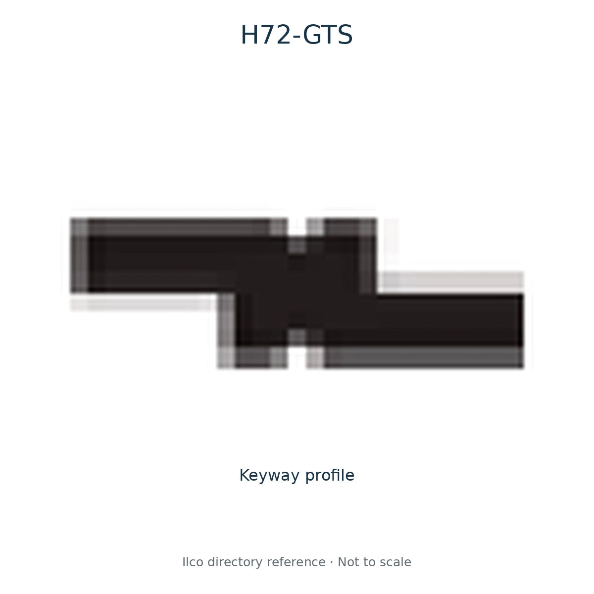 Ilco directory reference H72-GTS — key blank and keyway profile; not to scale