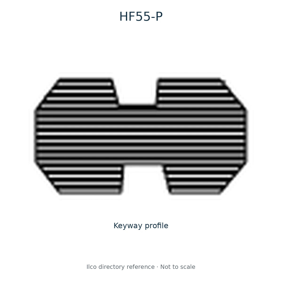 Ilco directory reference HF55-P — key blank and keyway profile; not to scale