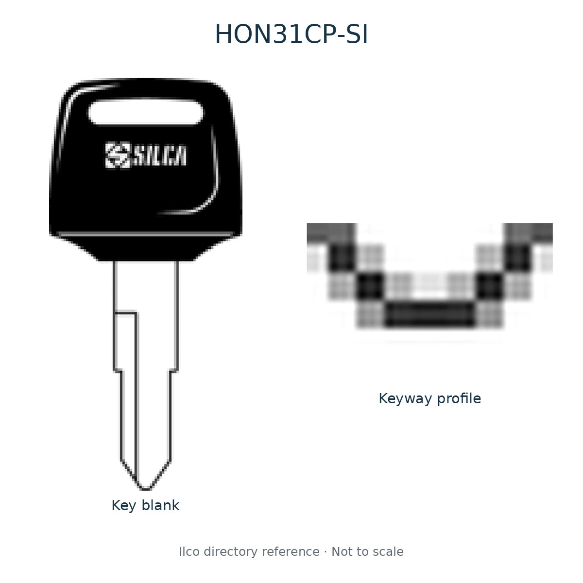 Ilco directory reference HON31CP-SI — full key blank and keyway profile; not to scale