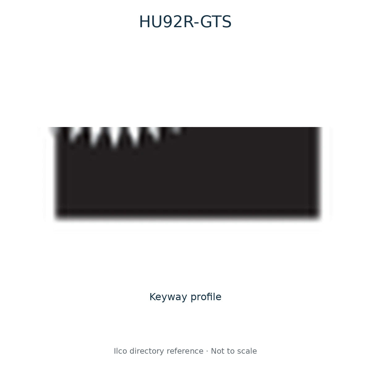 Ilco directory reference HU92R-GTS — key blank and keyway profile; not to scale