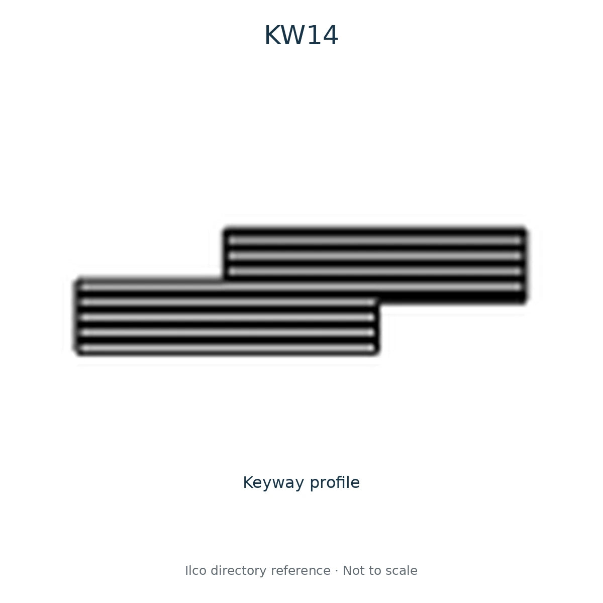 Ilco directory reference KW14 — key blank and keyway profile; not to scale