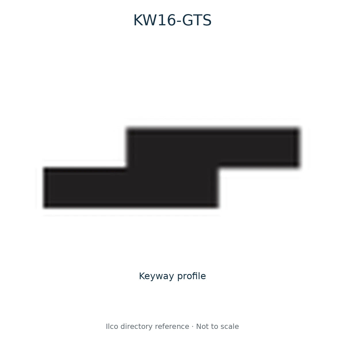 Ilco directory reference KW16-GTS — key blank and keyway profile; not to scale