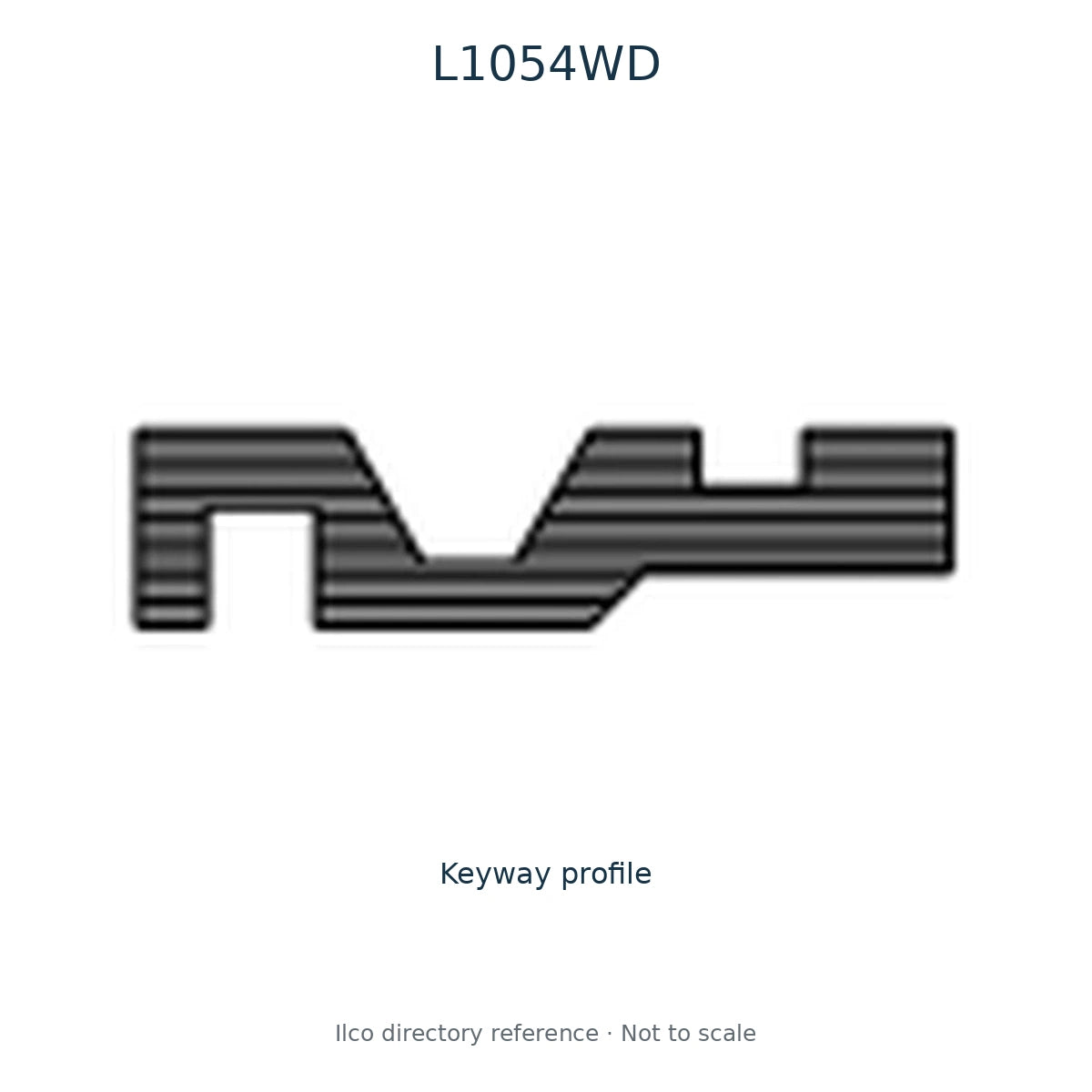 Ilco directory reference L1054WD — key blank and keyway profile; not to scale