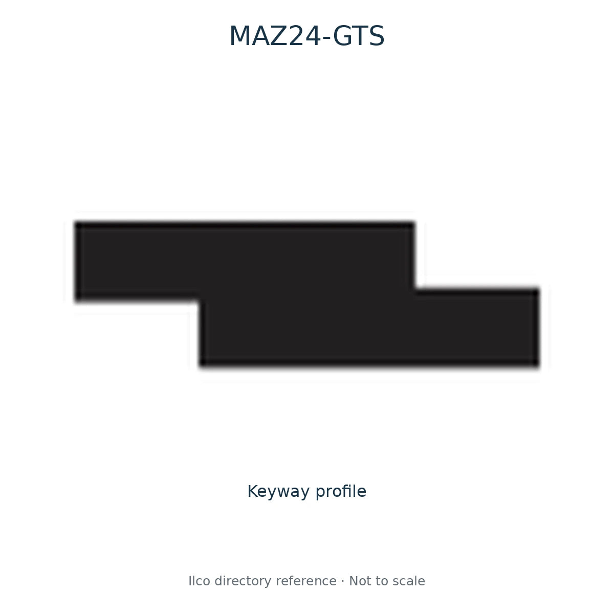 Ilco directory reference MAZ24-GTS — key blank and keyway profile; not to scale