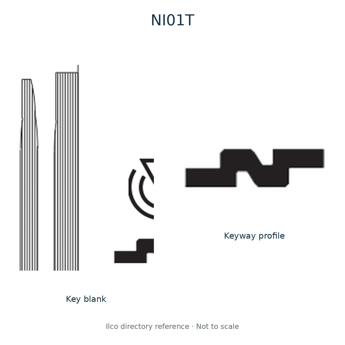 Ilco directory reference NI01T — key blank and keyway profile; not to scale