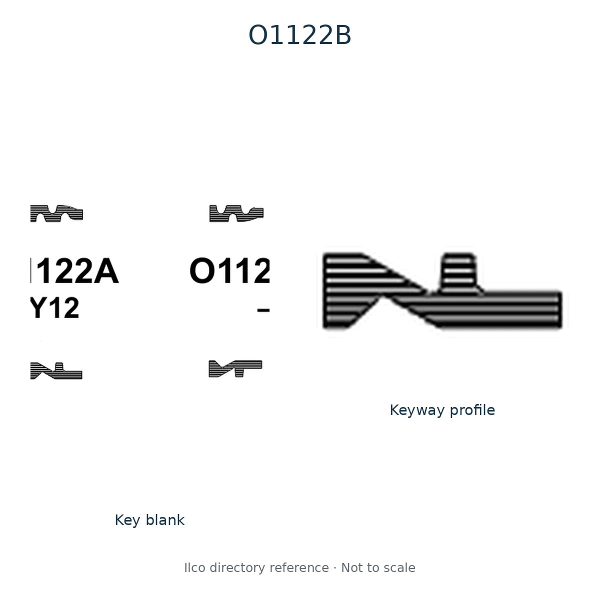 Ilco directory reference O1122B — key blank and keyway profile; not to scale