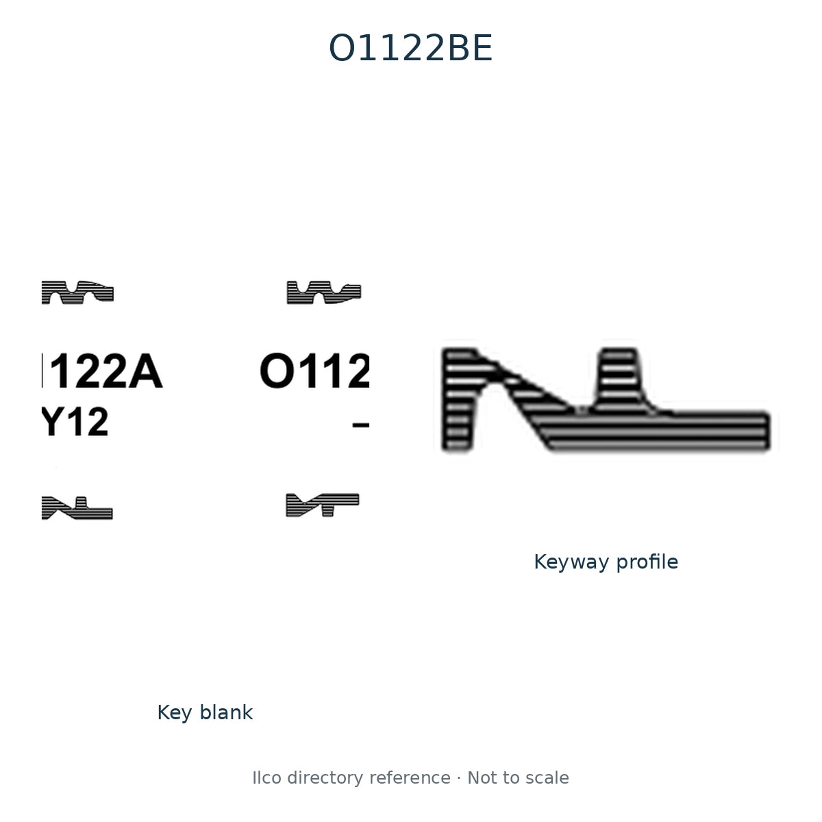 Ilco directory reference O1122BE — key blank and keyway profile; not to scale