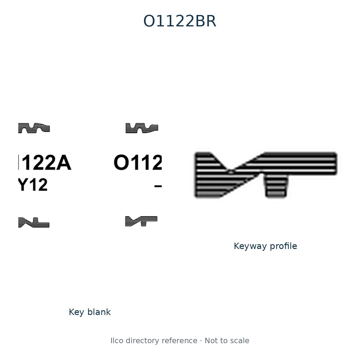 Ilco directory reference O1122BR — key blank and keyway profile; not to scale