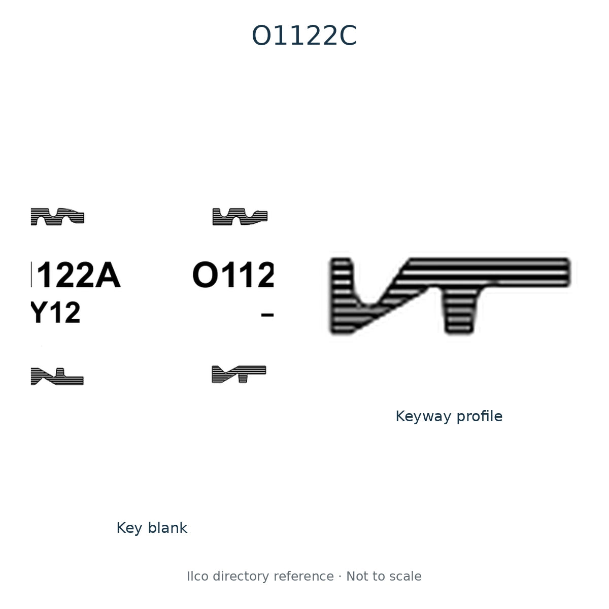 Ilco directory reference O1122C — key blank and keyway profile; not to scale