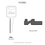 Ilco directory reference P1098C — key blank and keyway profile; not to scale