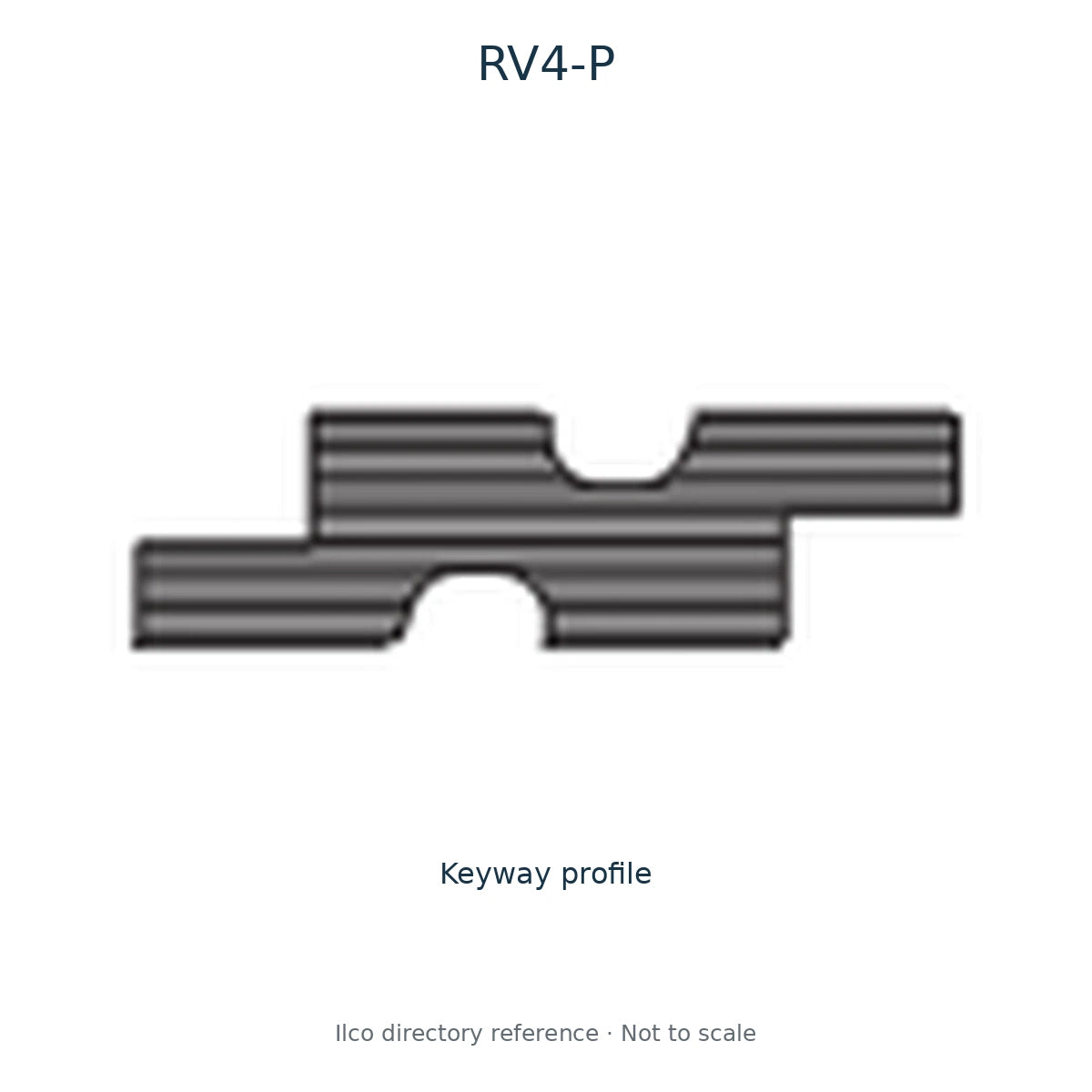 Ilco directory reference RV4-P — key blank and keyway profile; not to scale