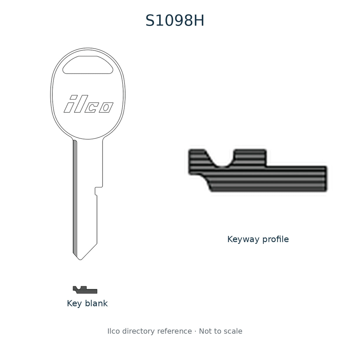 Ilco directory reference S1098H — key blank and keyway profile; not to scale