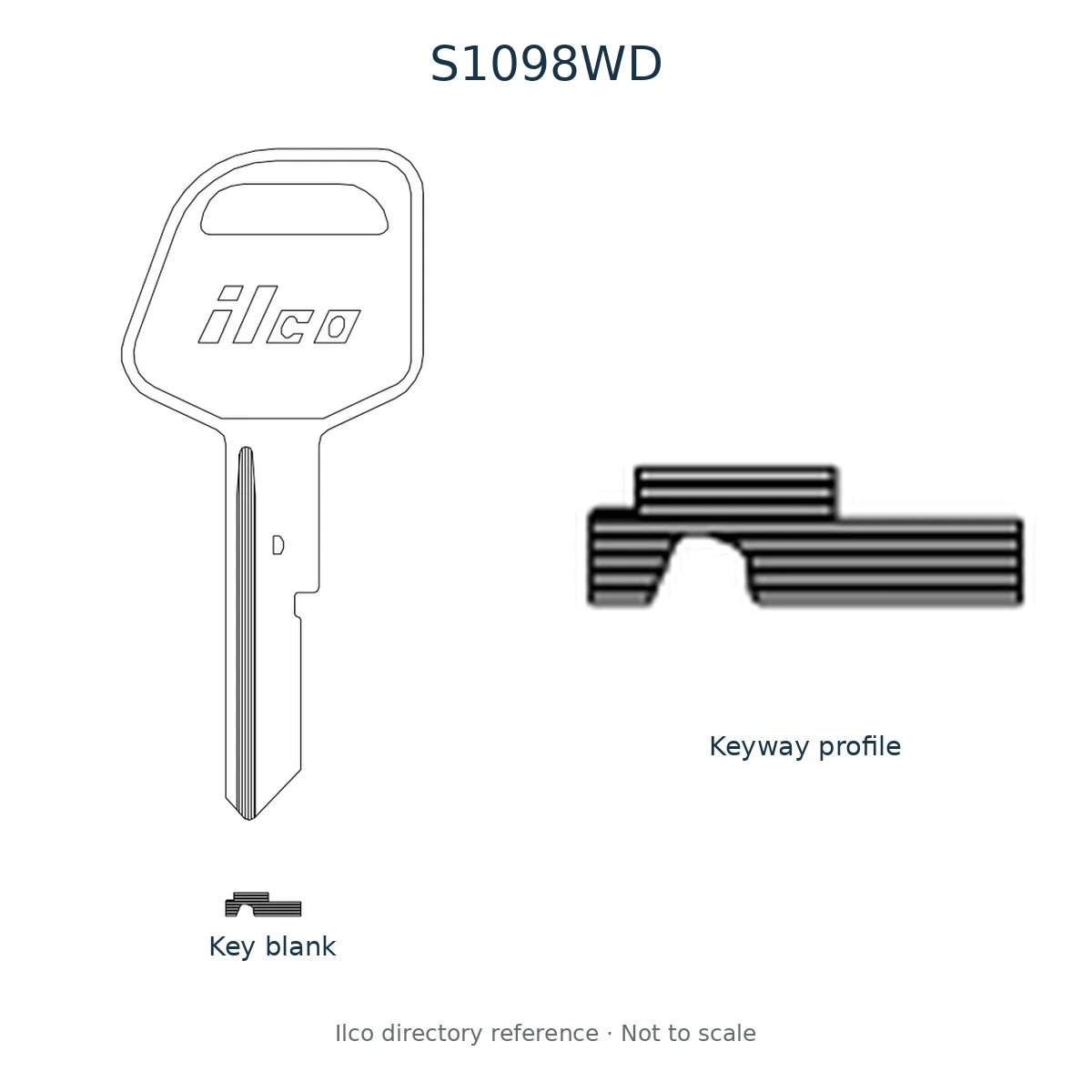 Ilco directory reference S1098WD — key blank and keyway profile; not to scale