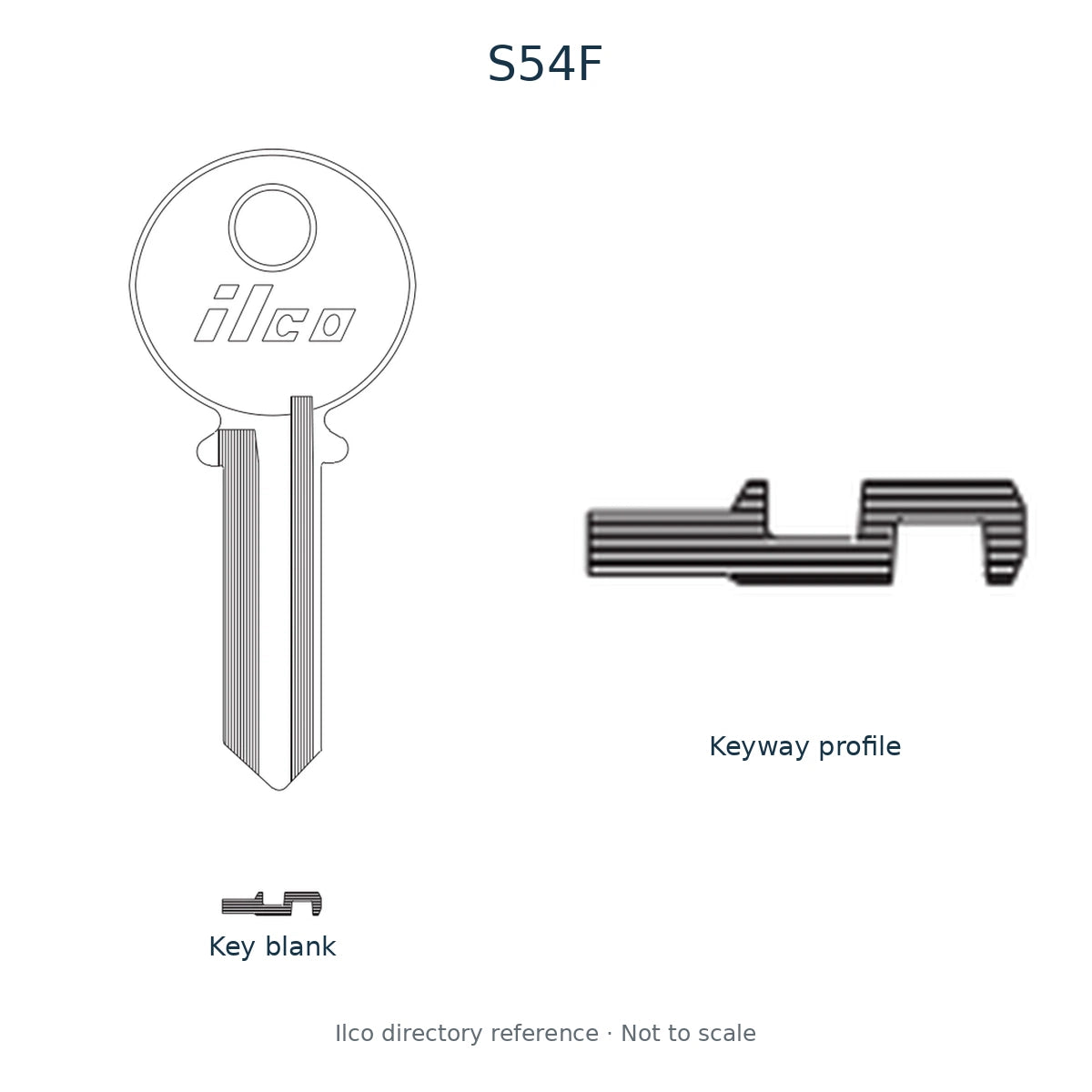 Ilco directory reference S54F — key blank and keyway profile; not to scale