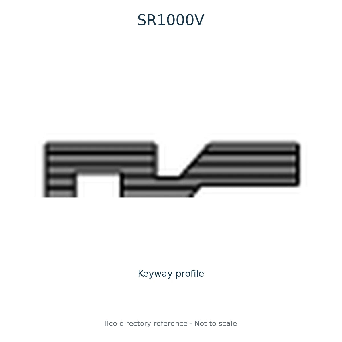 Ilco directory reference SR1000V — key blank and keyway profile; not to scale