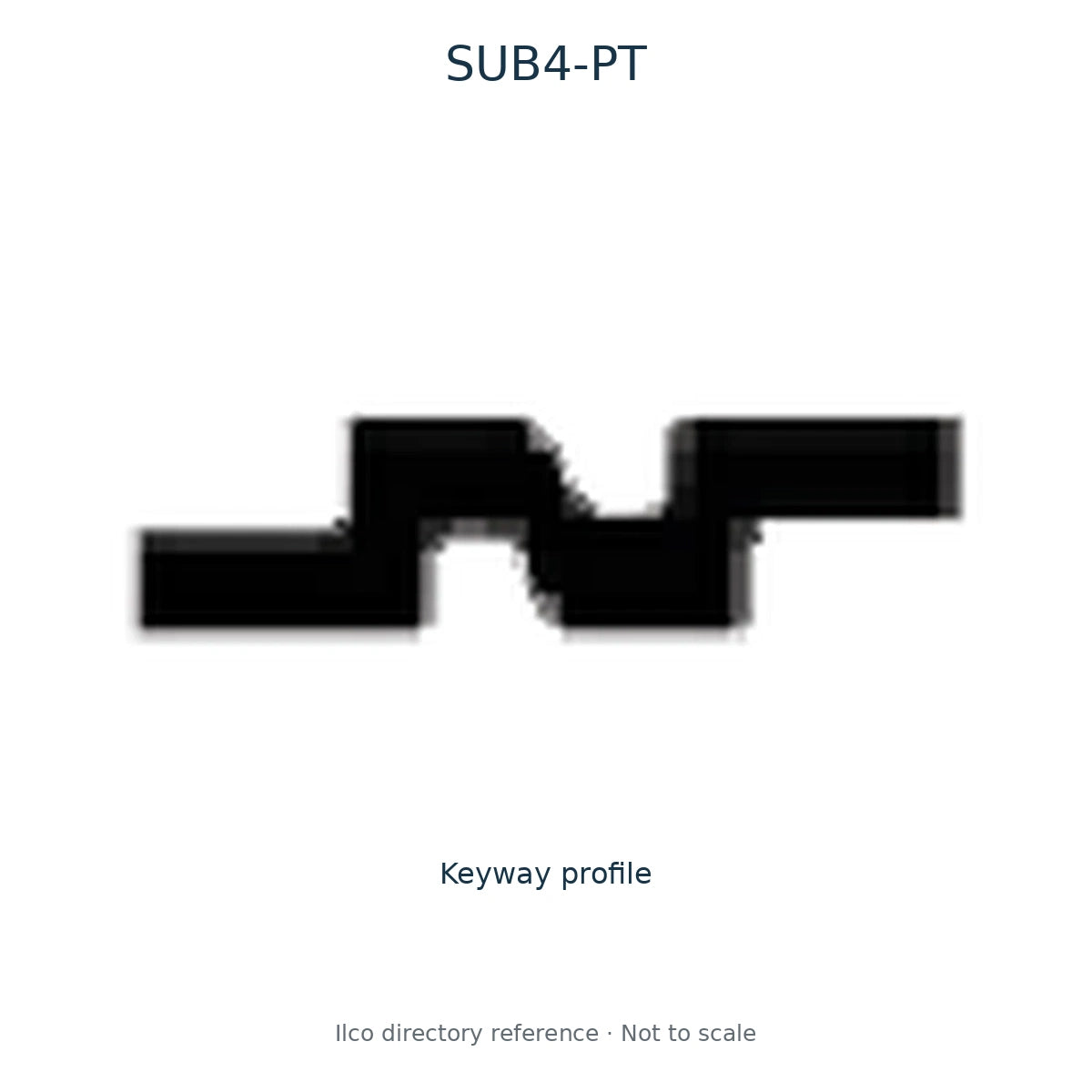 Ilco directory reference SUB4-PT — key blank and keyway profile; not to scale