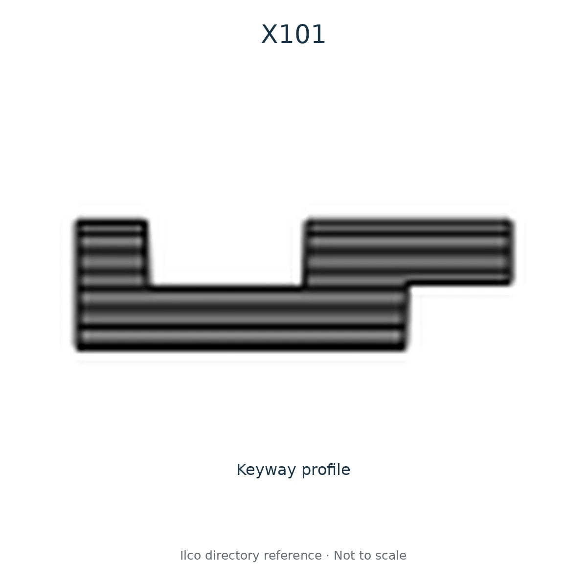 Ilco directory reference X101 — key blank and keyway profile; not to scale