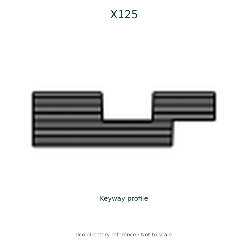 Ilco directory reference X125 — key blank and keyway profile; not to scale