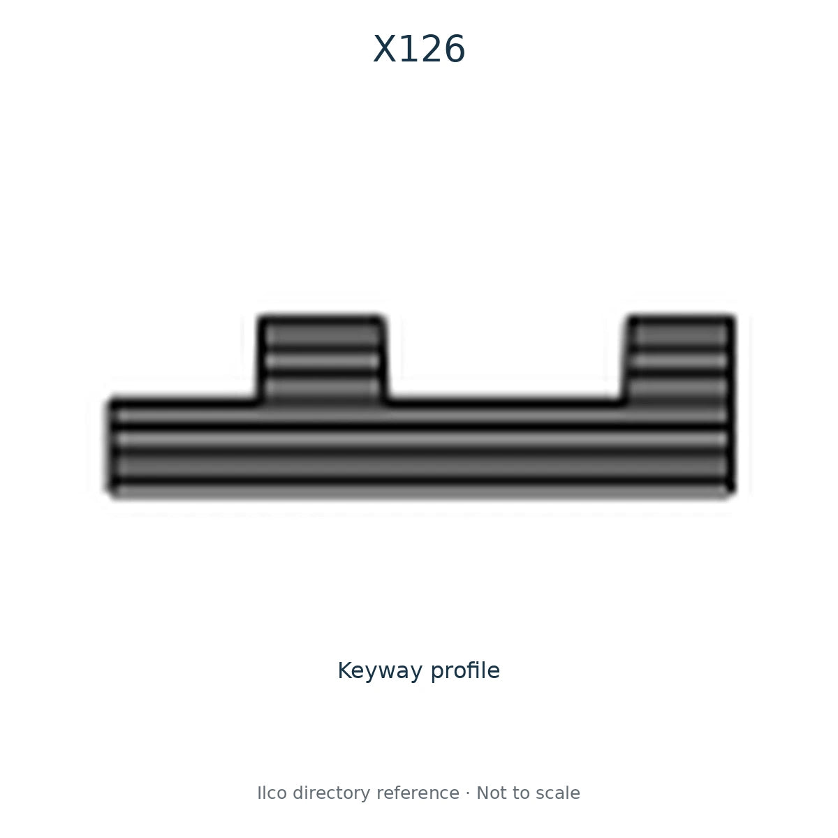 Ilco directory reference X126 — key blank and keyway profile; not to scale