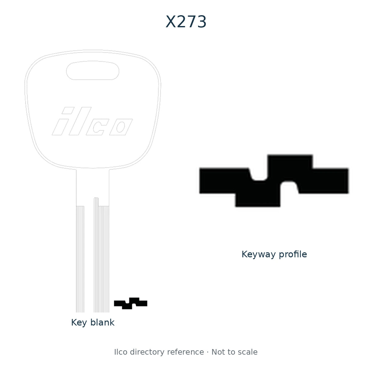 Ilco directory reference X273 — key blank and keyway profile; not to scale