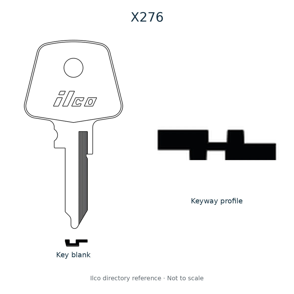 Ilco directory reference X276 — key blank and keyway profile; not to scale