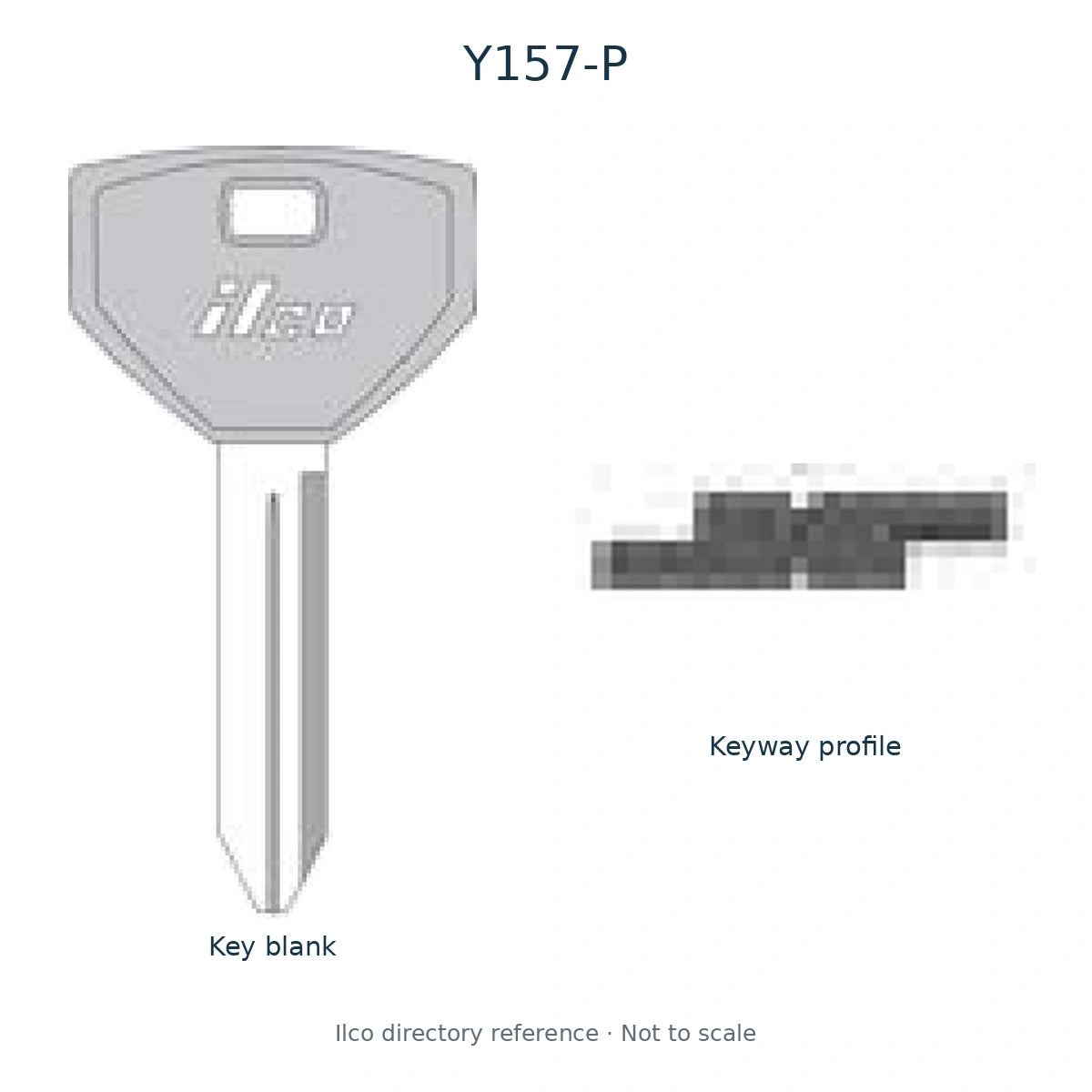 Ilco directory reference Y157-P — full key blank and keyway profile; not to scale