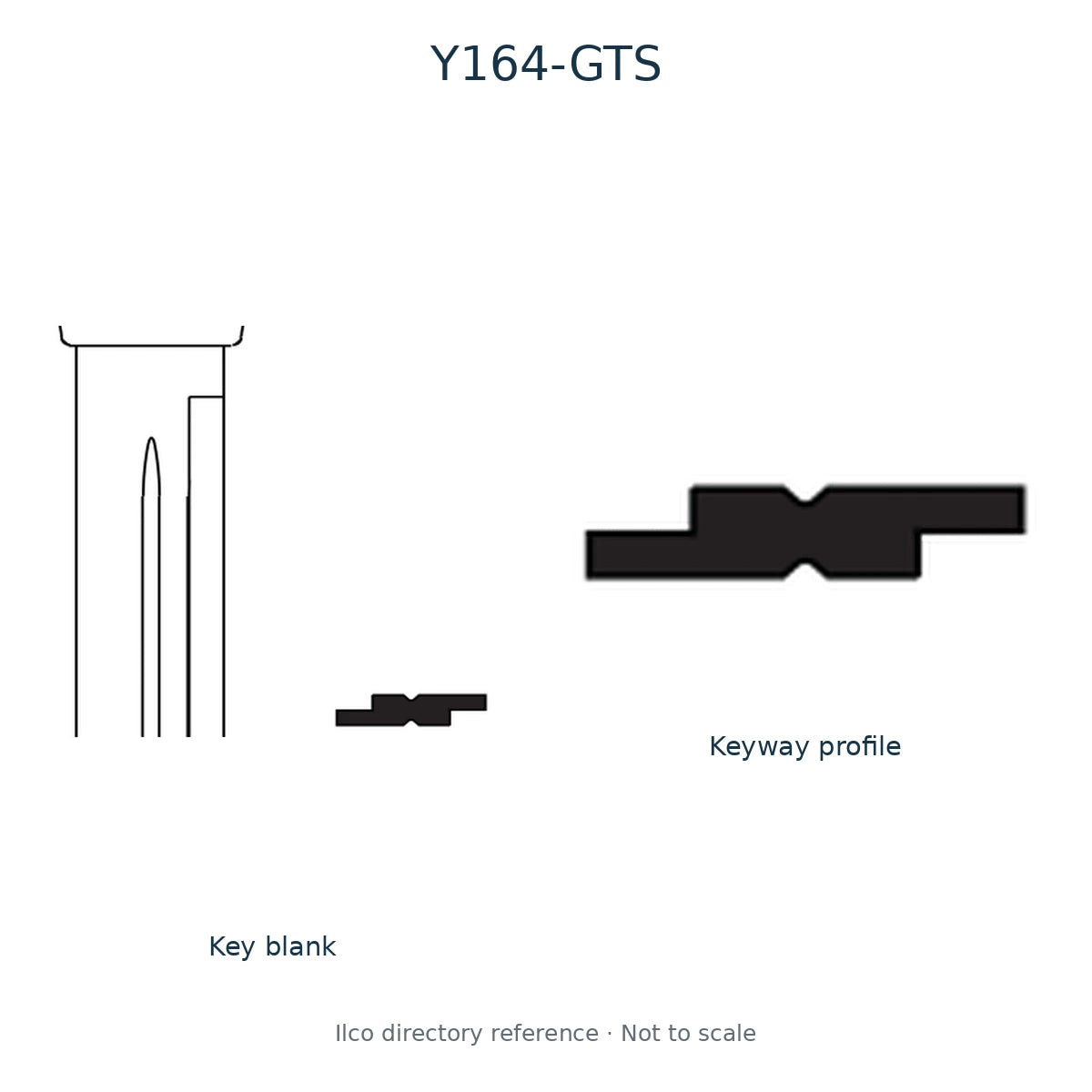 Ilco directory reference Y164-GTS — key blank and keyway profile; not to scale