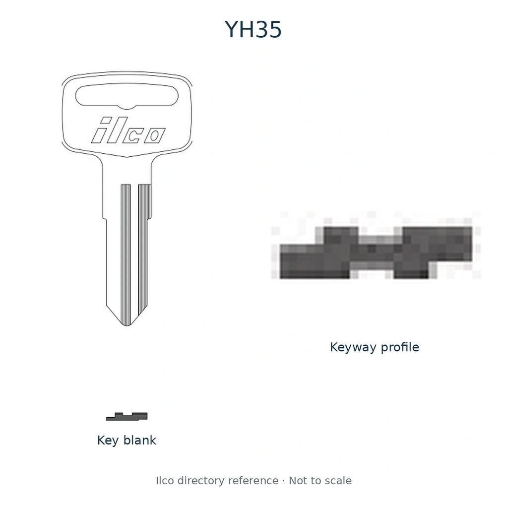 Ilco directory reference YH35 — full key blank and keyway profile; not to scale