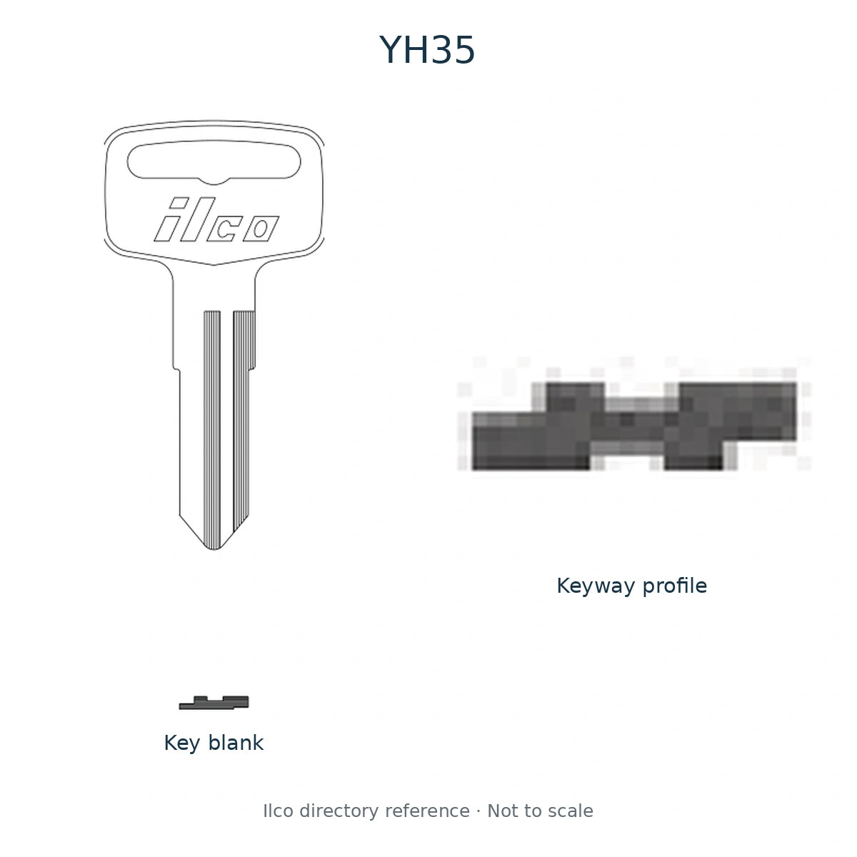 Ilco directory reference YH35 — full key blank and keyway profile; not to scale