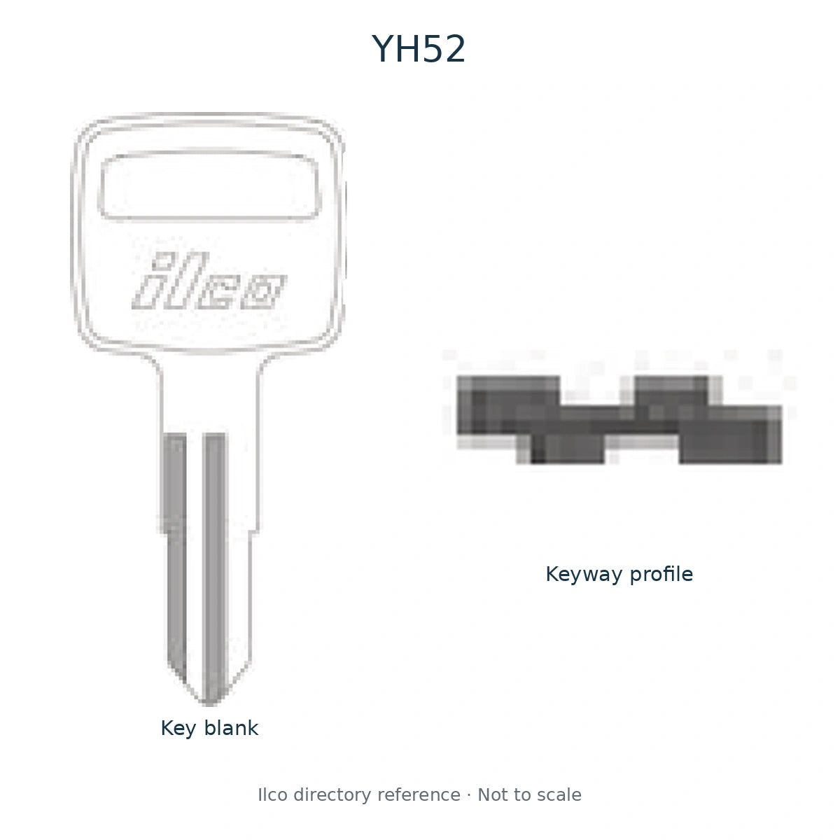 Ilco directory reference YH52 — full key blank and keyway profile; not to scale
