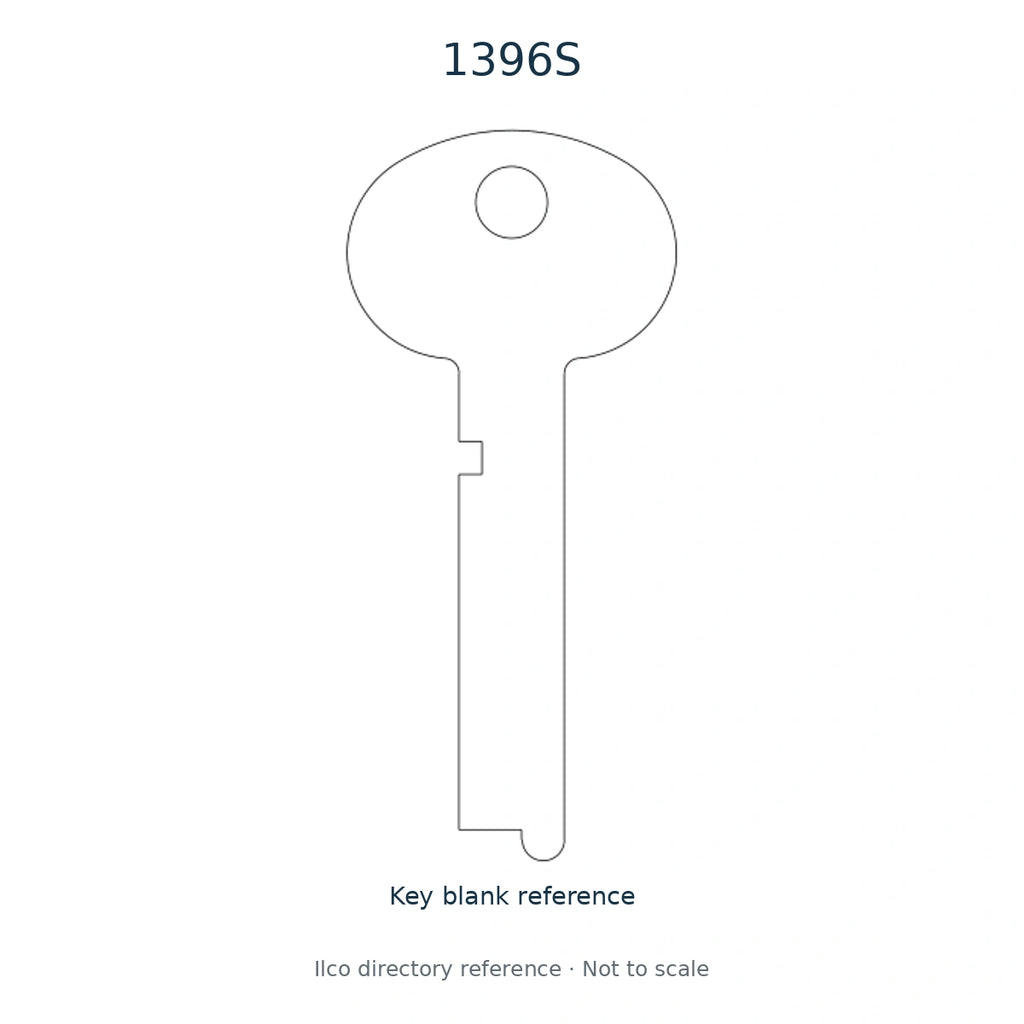 Ilco directory reference 1396S — full key blank illustration; not to scale