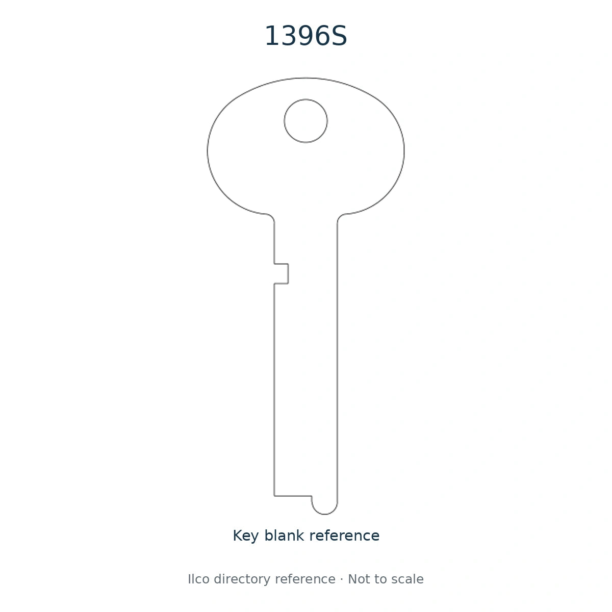 Ilco directory reference 1396S — full key blank illustration; not to scale