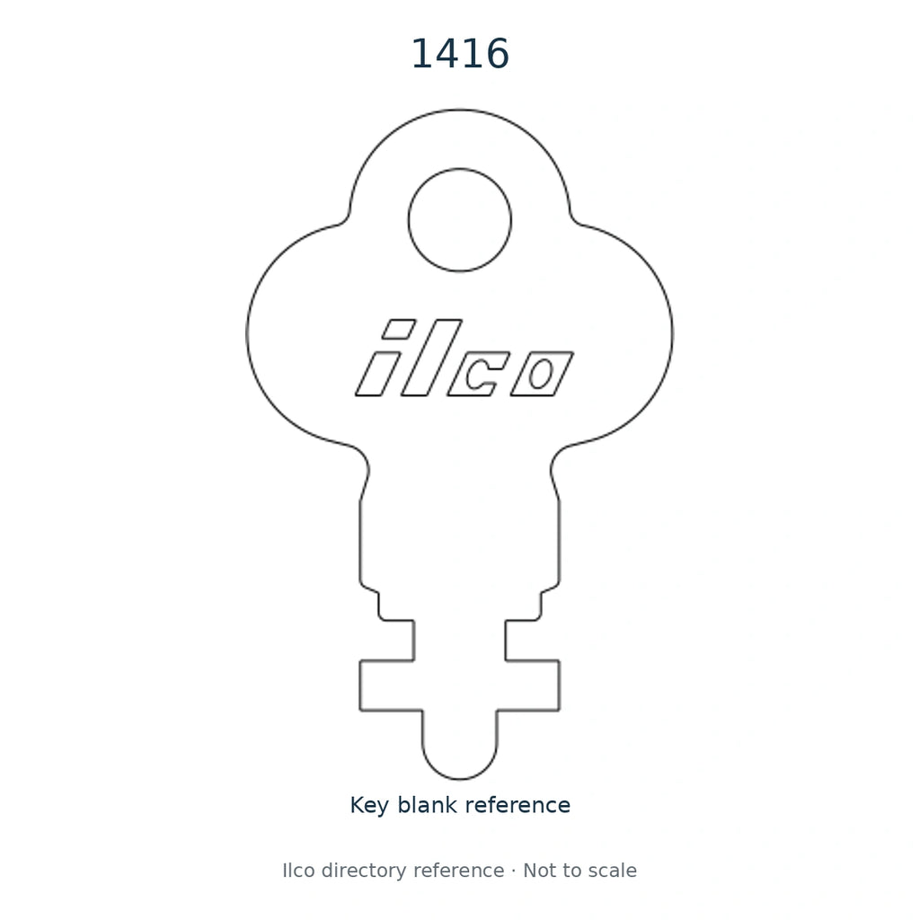 Ilco directory reference 1416 — full key blank illustration; not to scale