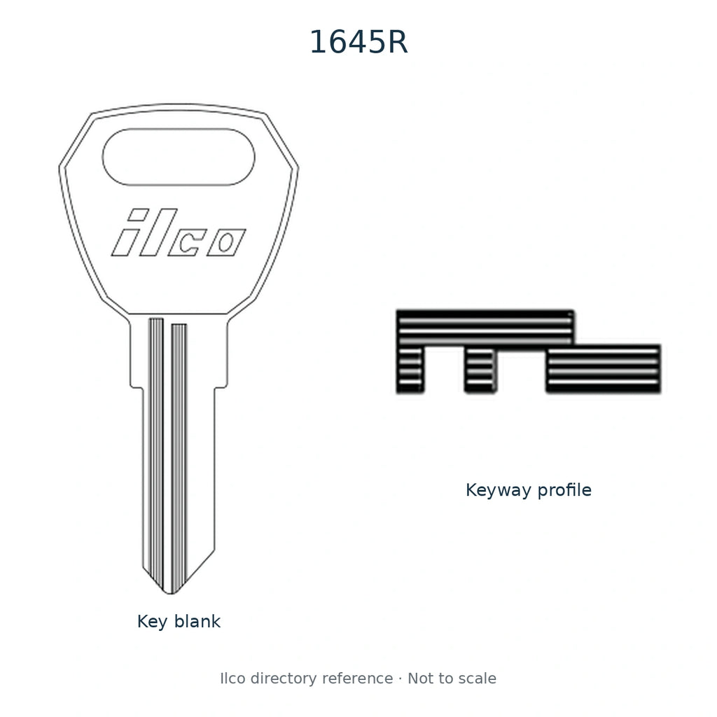 Ilco directory reference 1645R — key blank illustration and keyway profile; not to scale