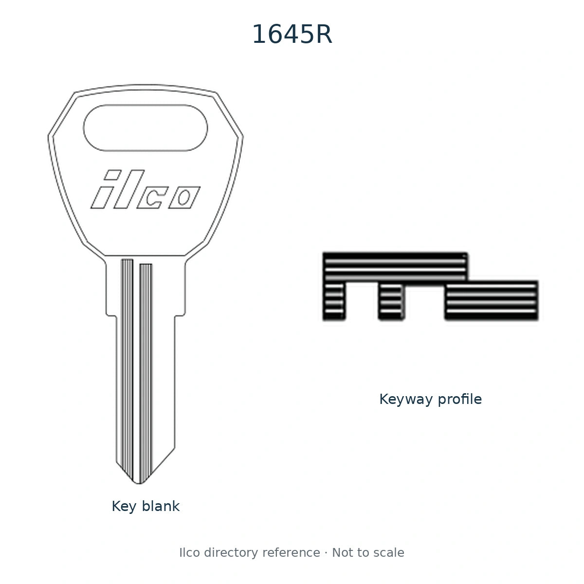 Ilco directory reference 1645R — key blank illustration and keyway profile; not to scale