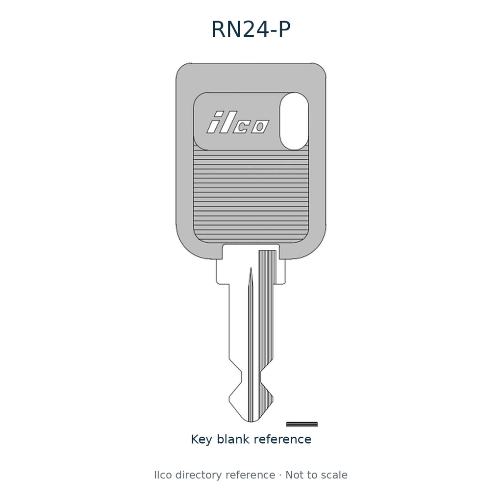 Ilco directory reference RN24-P — key blank illustration; not to scale