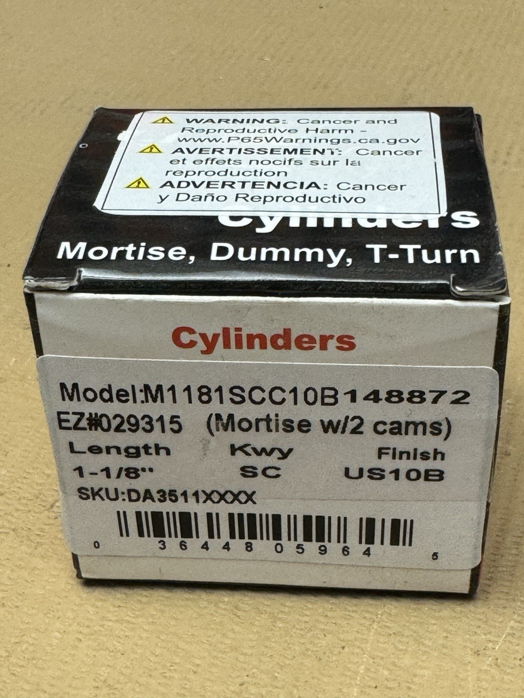 1 1/8” Mortise Cylinder - SC1 - Schlage - Brown - Adams Rite And Standard Cam — photo 4