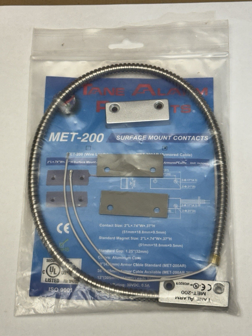 Tane Alarm - MET-200 (AR) - Surface Mount Contact - Armored Cable (AR) — photo 1