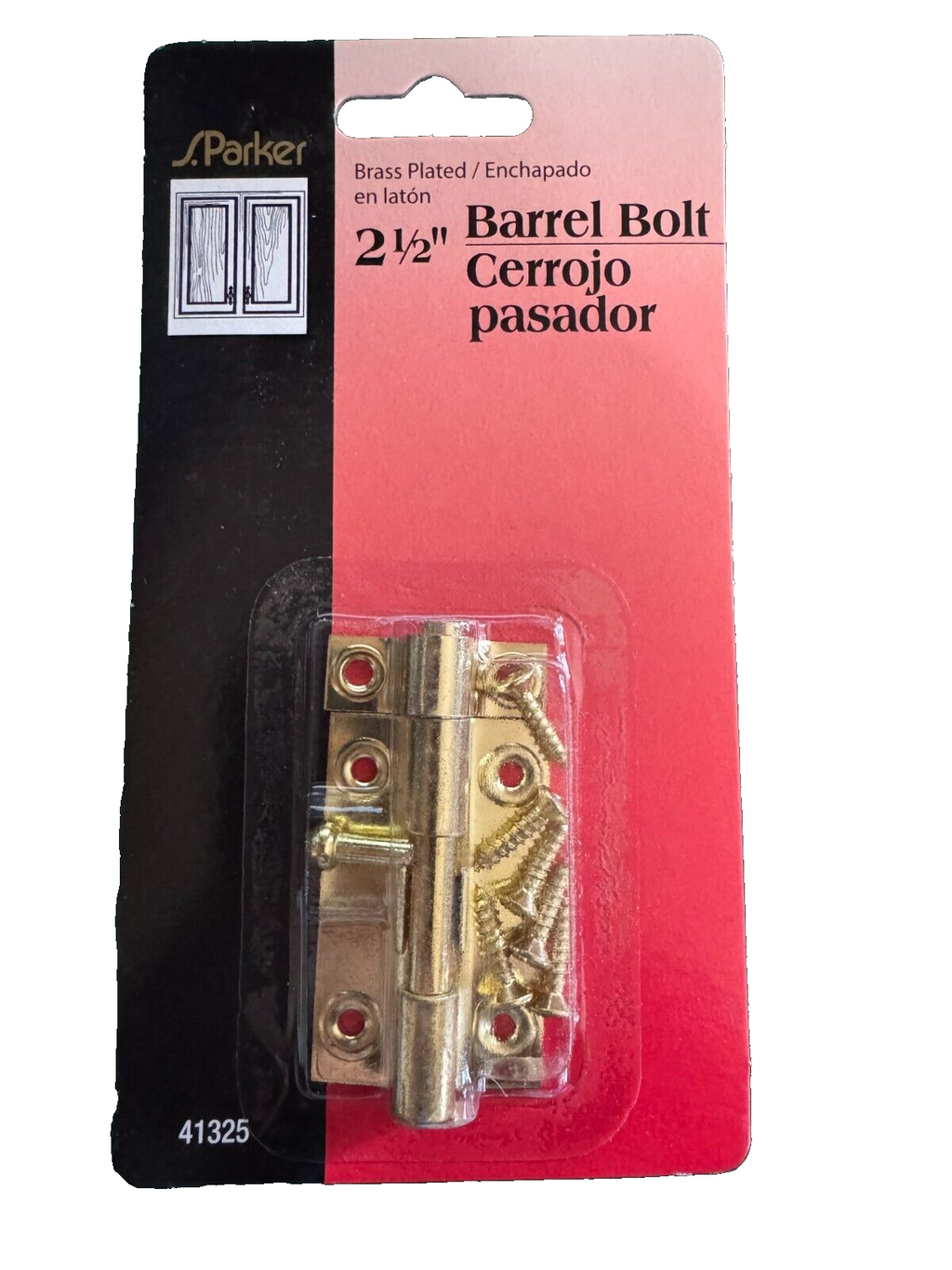 S. Parker - 2.5 inch - 2 1/2" Brass Plated Sliding Barrel Bolt Lock — photo 1