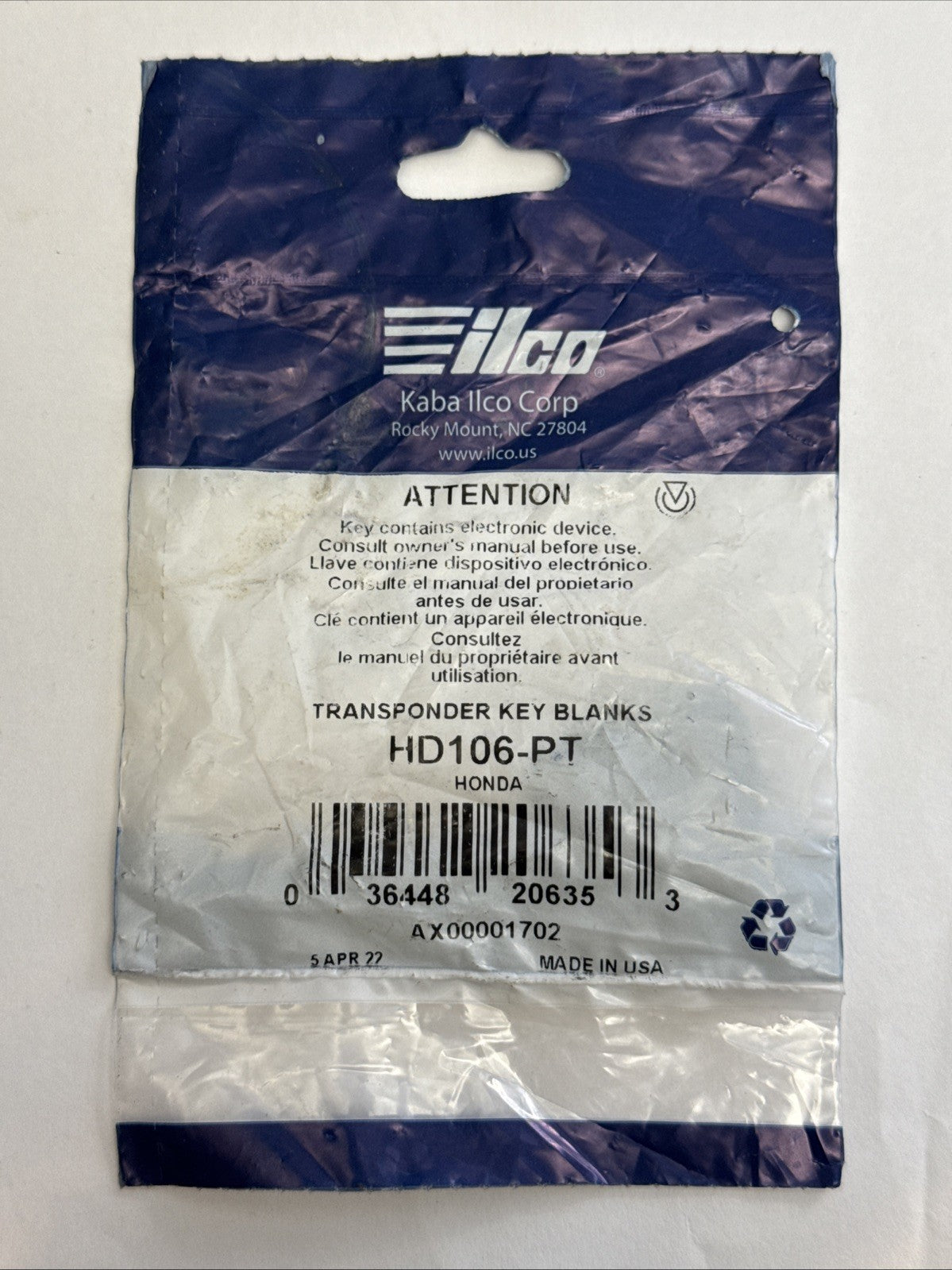 Ilco - Transponder Key For Honda - HD106-PT - HD106PT - Made In USA — photo 3
