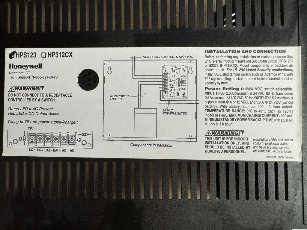 HONEYWELL HPS123 - 6/12VDC 2.5A  Power Supply Kit. — photo 2