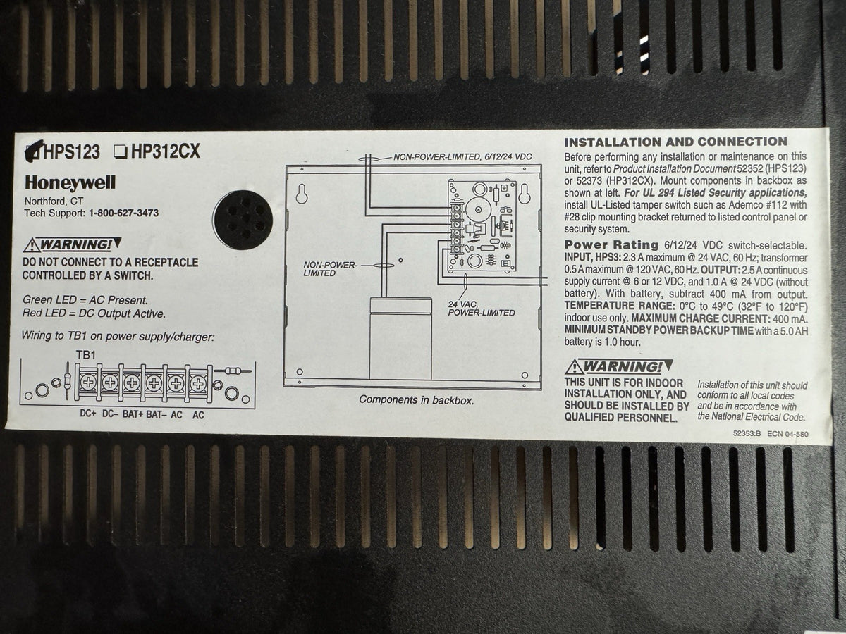 HONEYWELL HPS123 - 6/12VDC 2.5A  Power Supply Kit. — photo 2