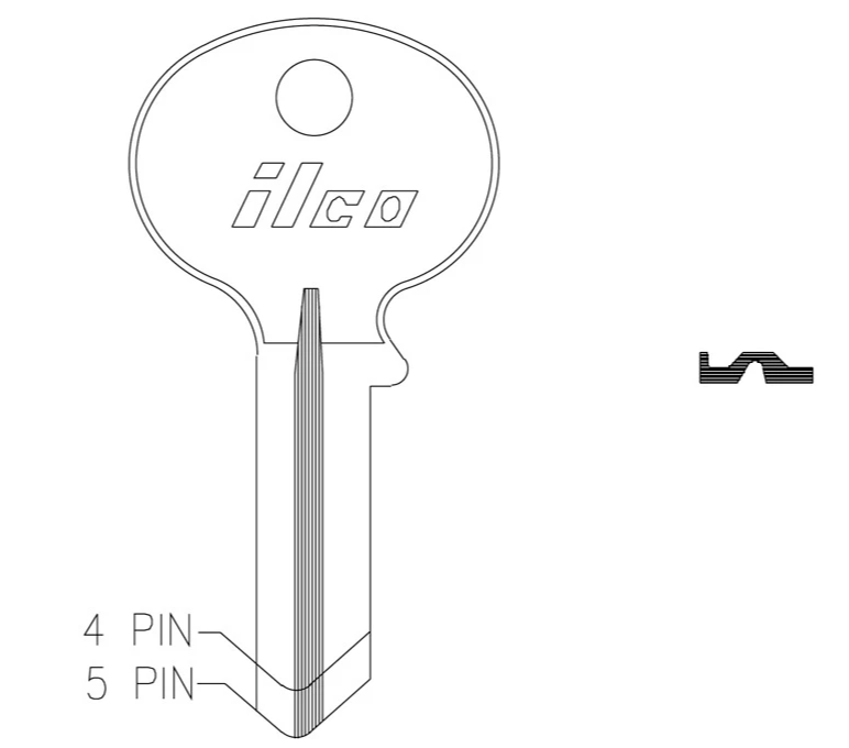 ILCO - 1071e - 1071 E - 21C - Wilson Bohannon - 5 Pin - Key Blank — photo 5