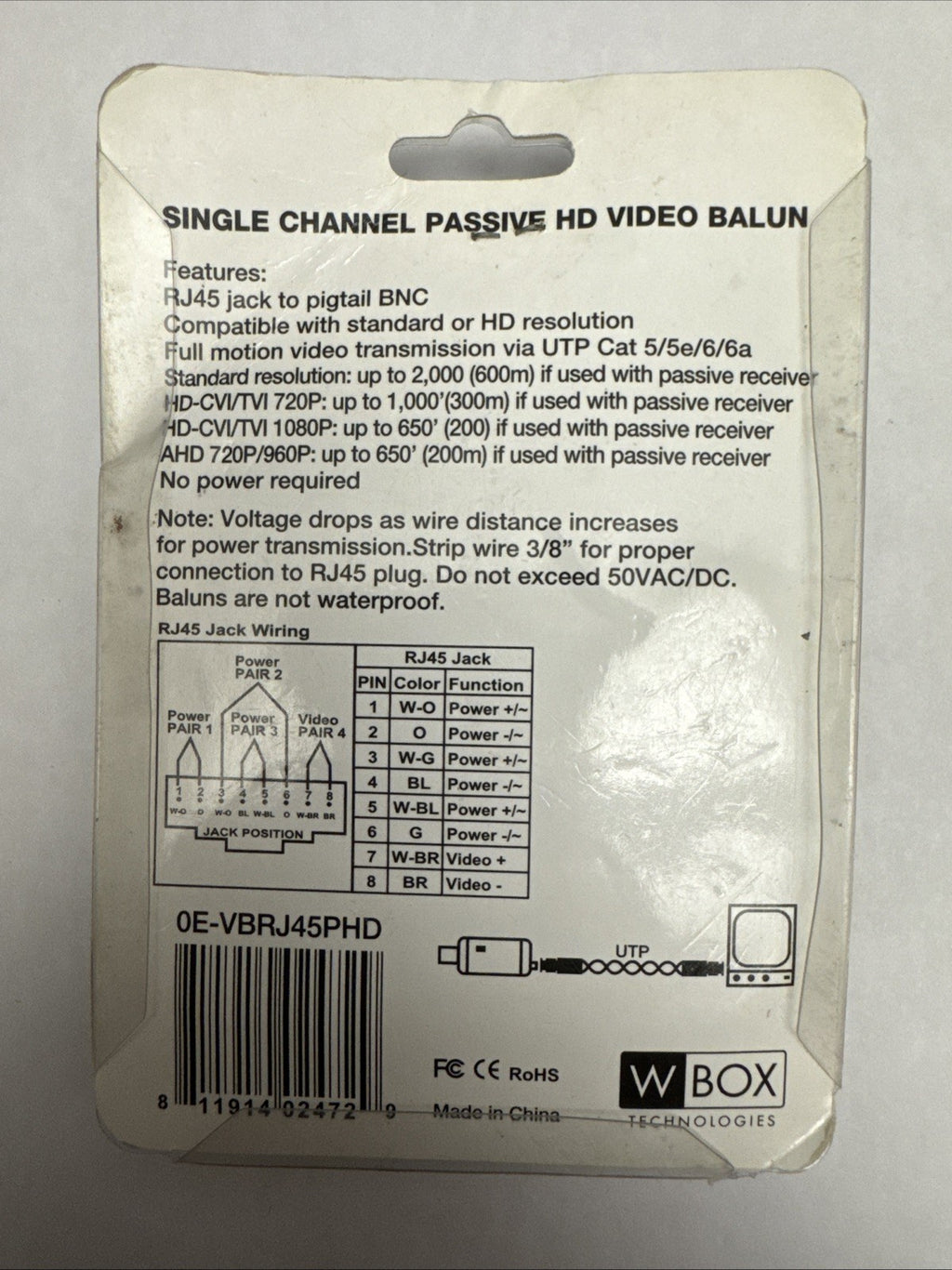 4K/8MP Video Balun W Box Technologies — photo 2