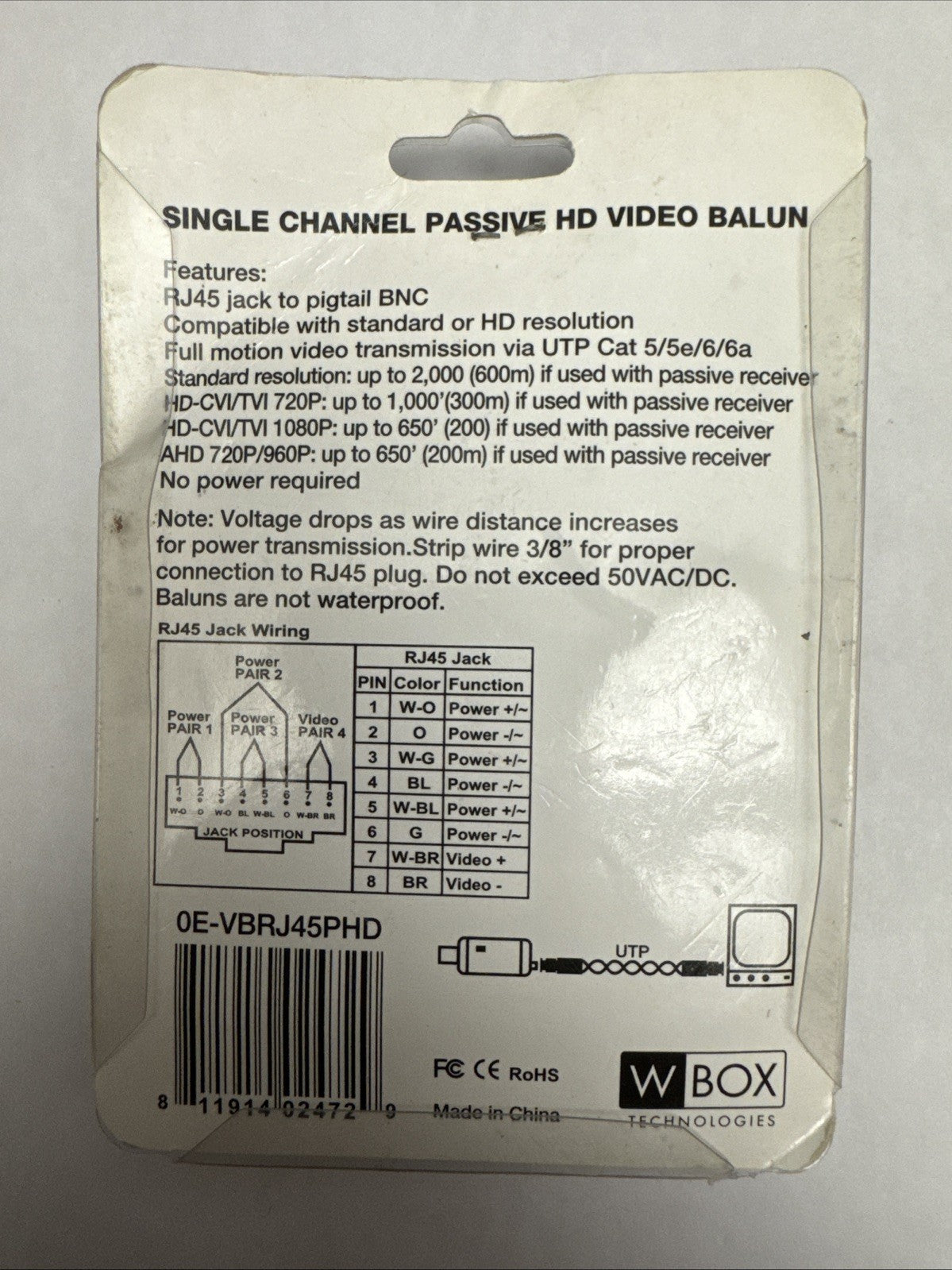4K/8MP Video Balun W Box Technologies — photo 2